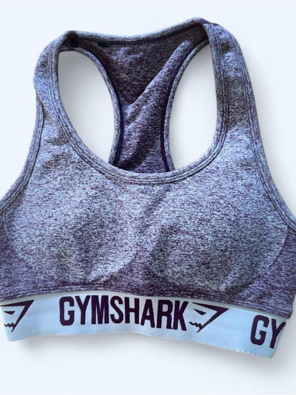 Gymshark Heathered Purple Racerback Sports Bra with Branded Band